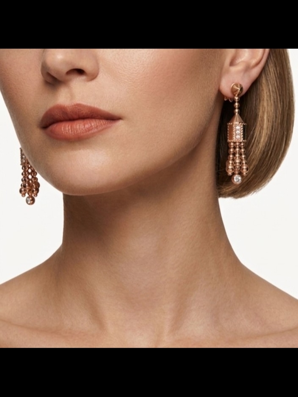 18k Rose Gold Roberto Coin Art Deco Style Tassel Earrings w/ 0.30 ct VS Diamonds